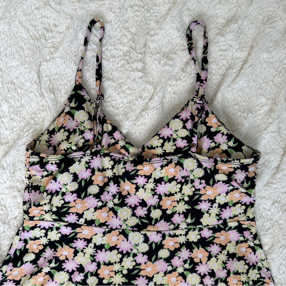 Y2K Women Mini Dress S Floral Black Multi color Baby Doll No Boundaries - Picture 7 of 7